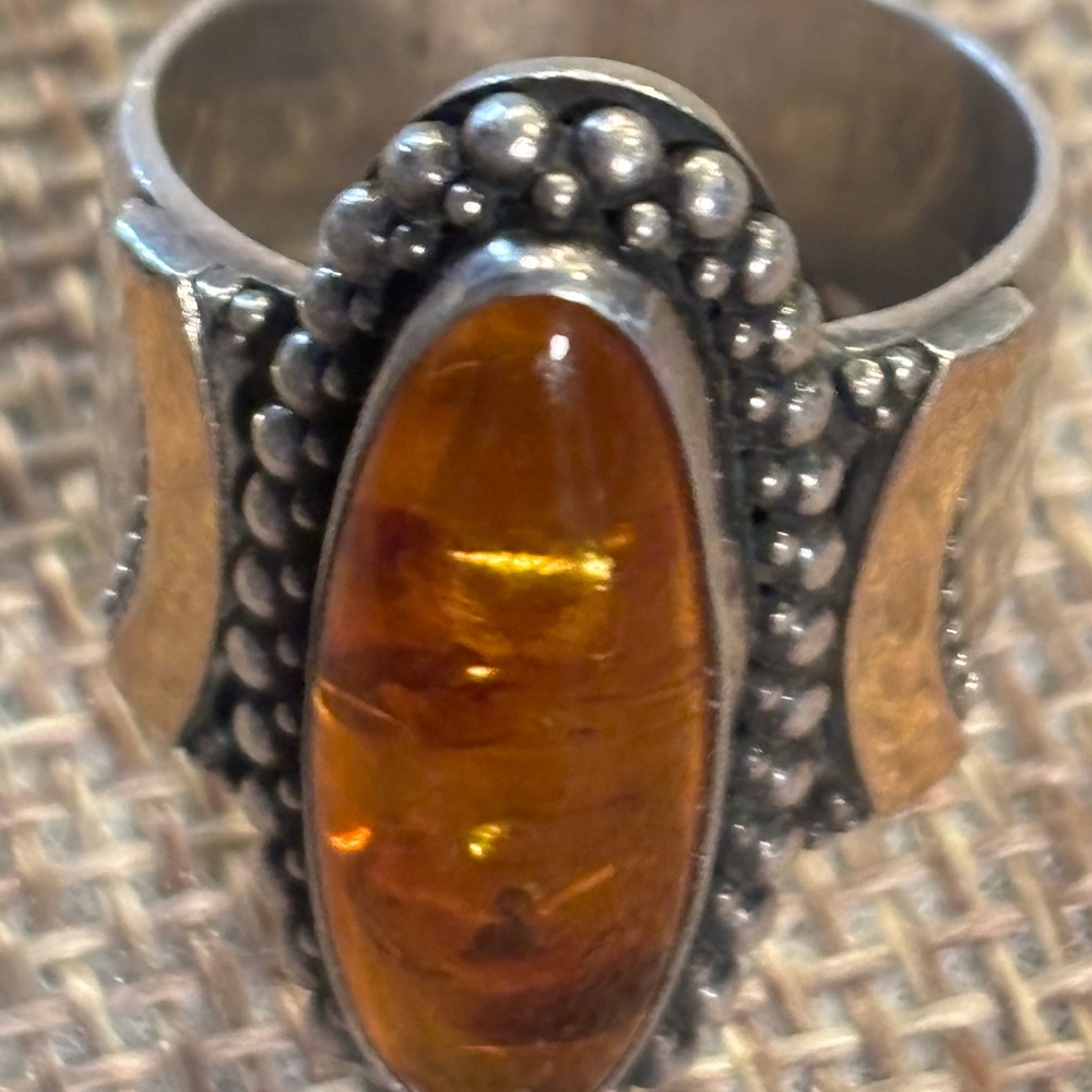 Baltic Amber Solid Silver Ring - image 3